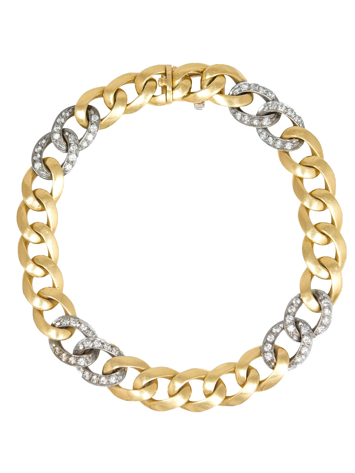 Vintage 18K Gold Diamond Curb Link Chain Bracelet