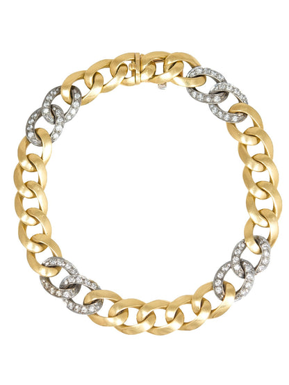 Vintage 18K Gold Diamond Curb Link Chain Bracelet