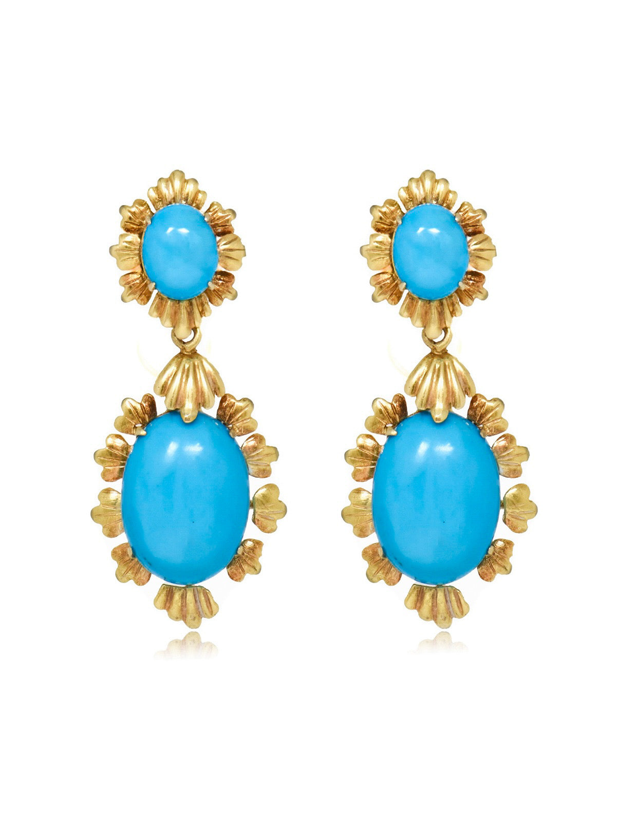Vintage 18K Gold Sleeping Beauty Turquoise Drop Earring