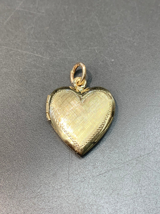 复古大号 14K 金心形小盒吊坠