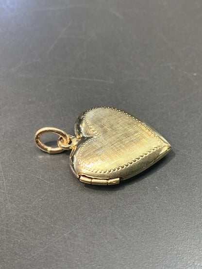 复古大号 14K 金心形小盒吊坠