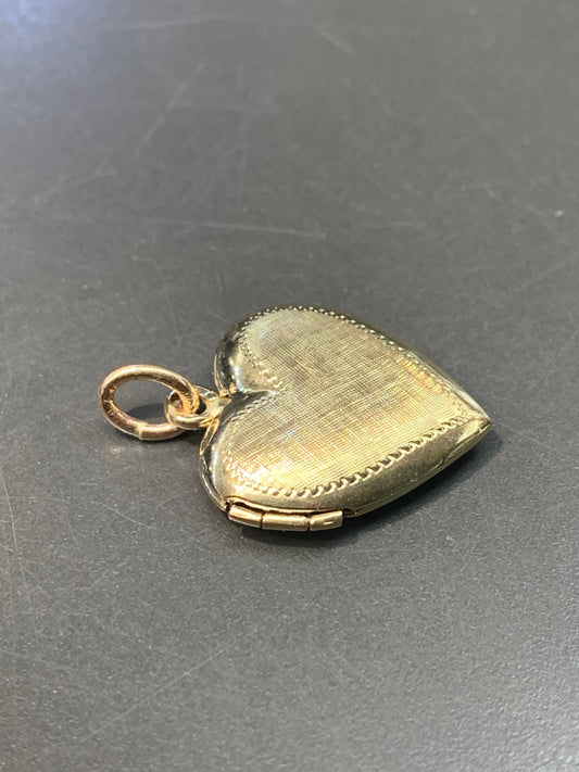 复古大号 14K 金心形小盒吊坠