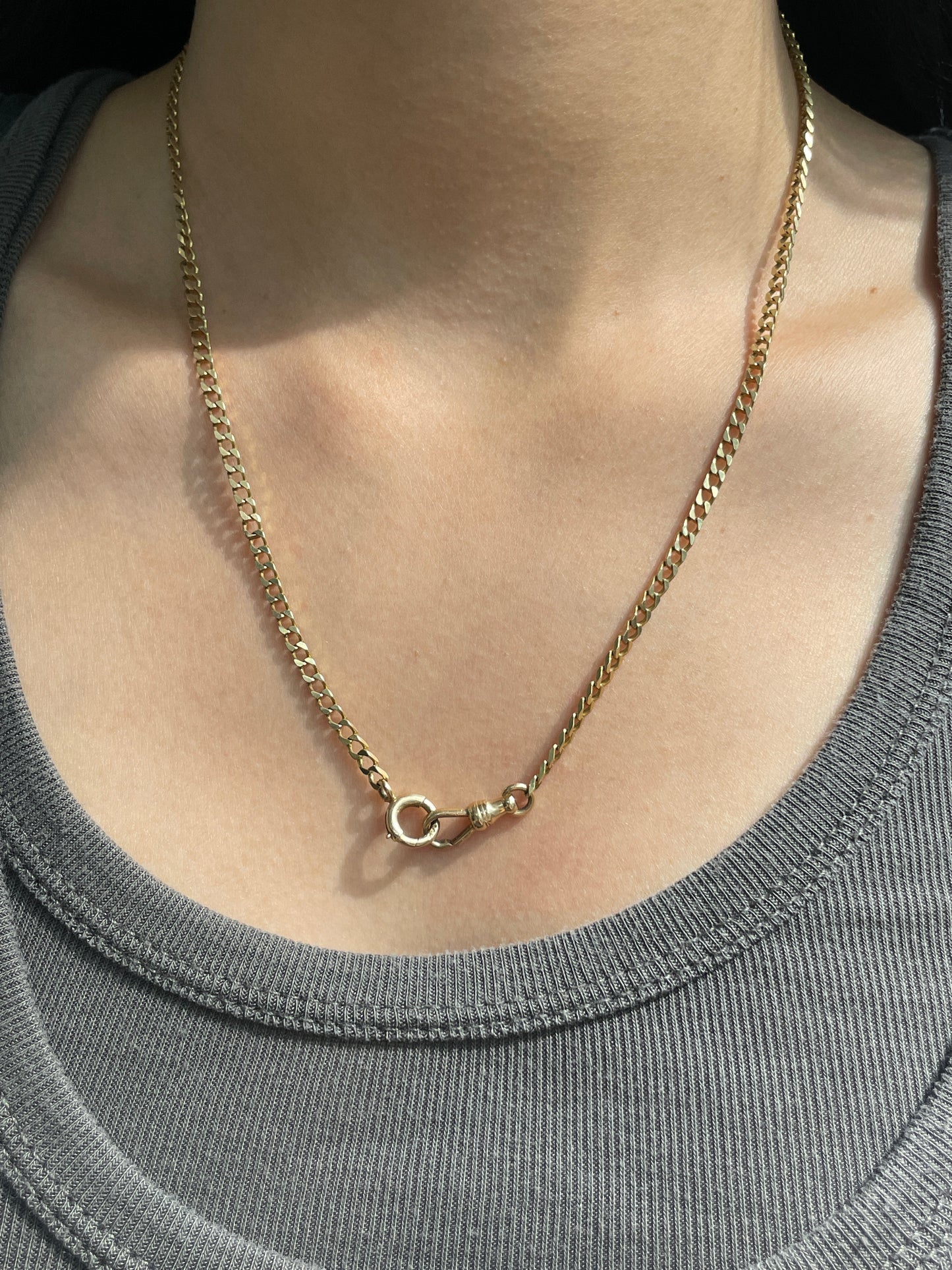 Vintage 14K Gold Curblink Watch Chain Necklace