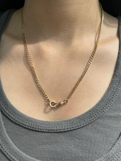 Vintage 14K Gold Curblink Watch Chain Necklace