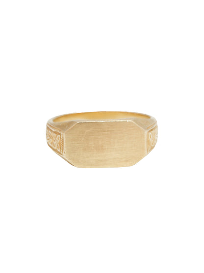 Vintage 14K Gold Hexagon Signet Motif Ring