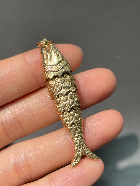 Vintage 14K Gold Large Articulated Fish Charm