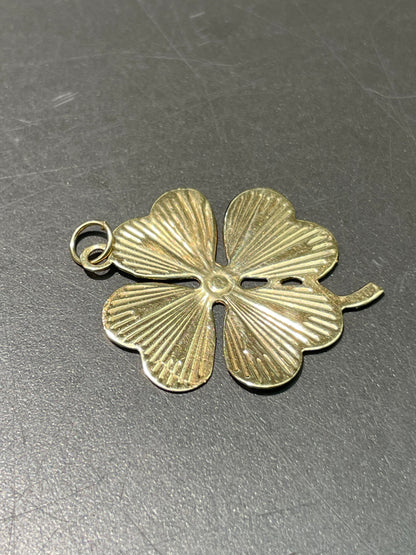 Vintage 14K Yellow Gold Engine Turned Clover Shamrock Charm