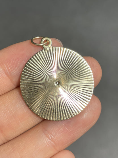 Vintage 14K Gold Large Circle Engine Turned Charm