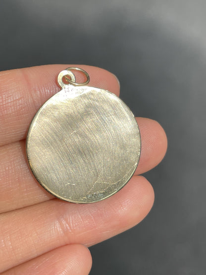Vintage 14K Gold Large Circle Engine Turned Charm