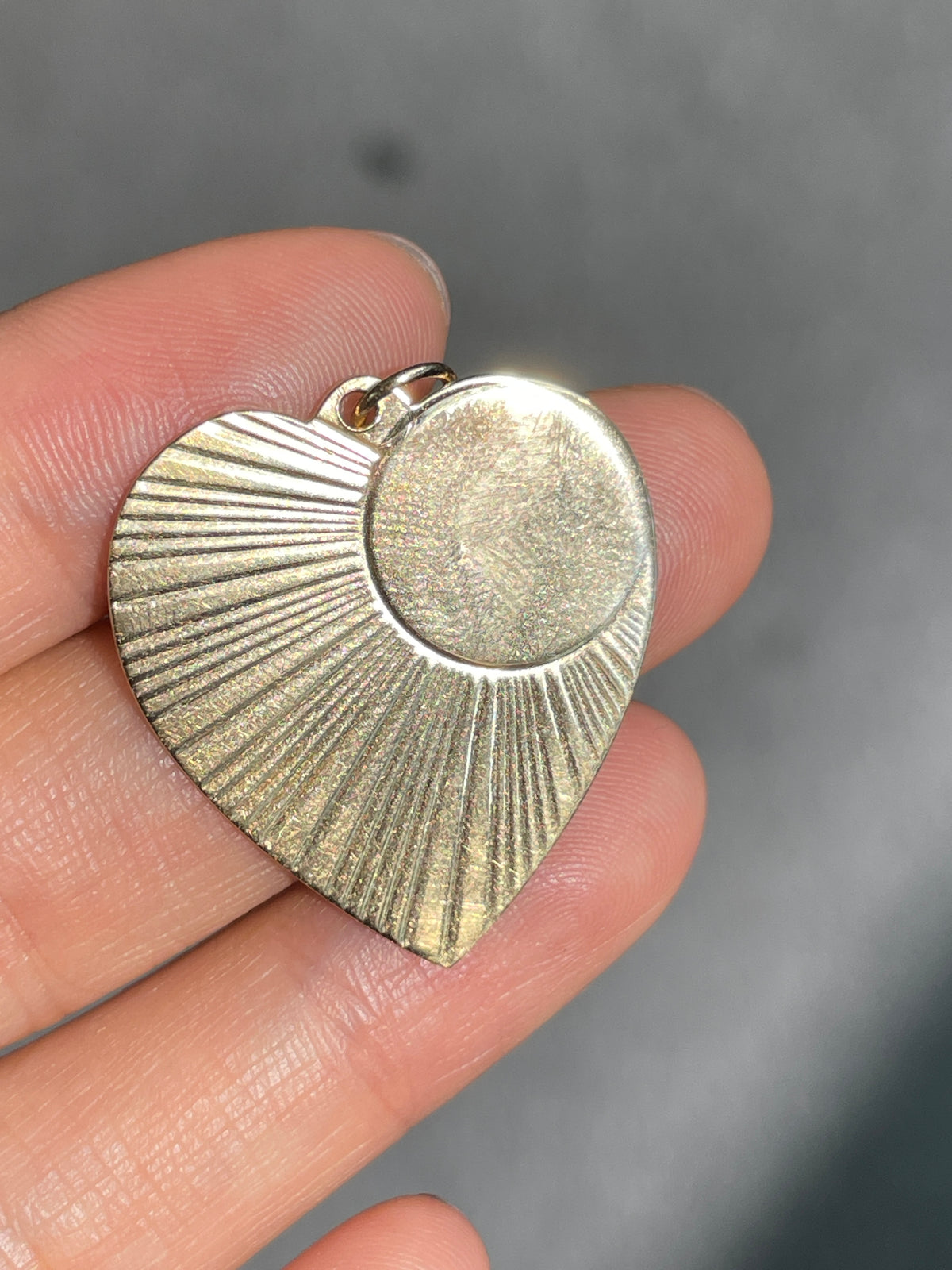 Vintage 14K Gold Large Engine Turned Heart Charm