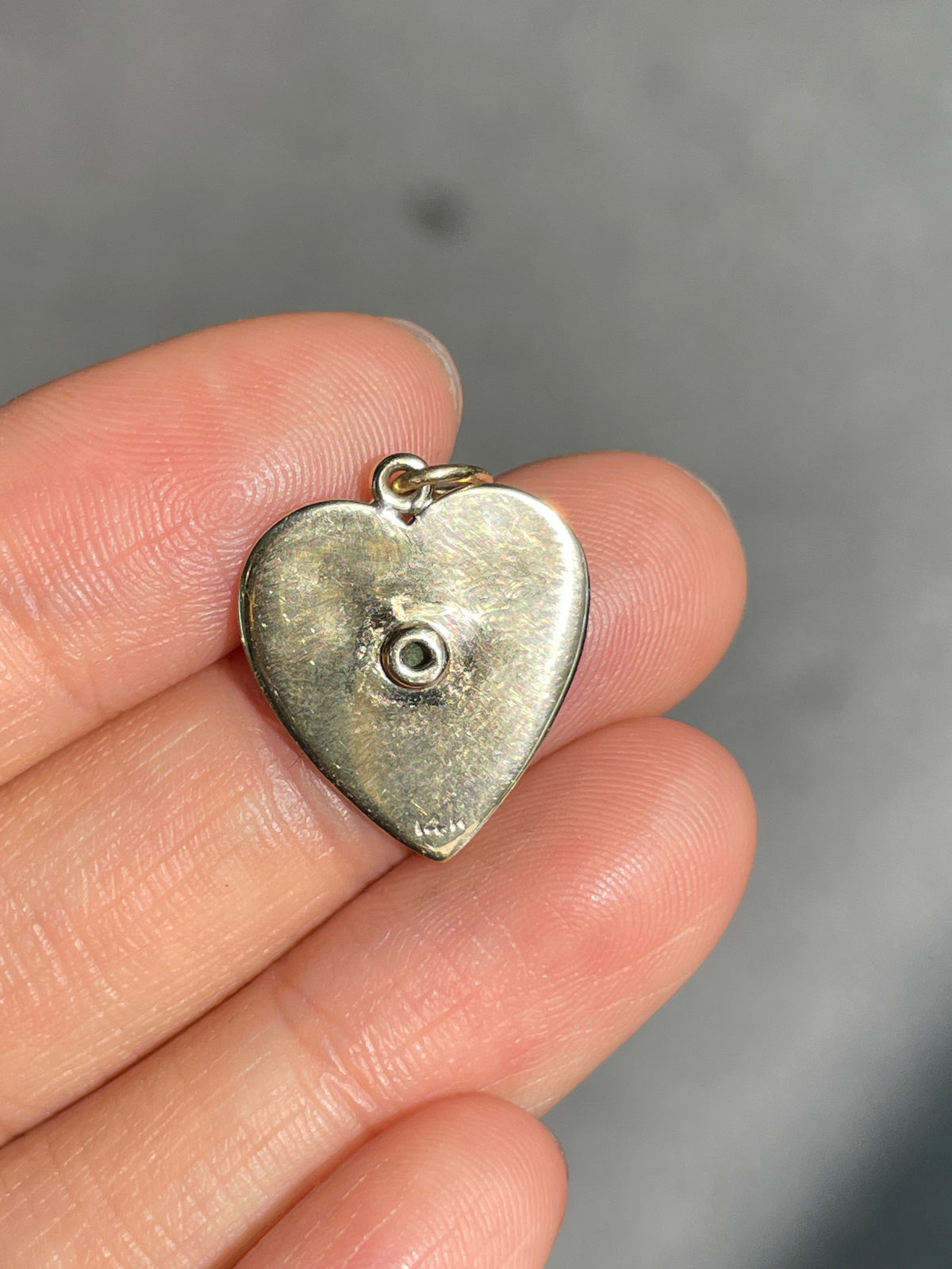 Vintage 14K Gold Turquoise Engine Turned Heart Charm