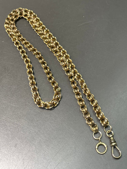Antique 14K Yellow Gold Belcher Watch Chain Necklace 22.5 inch