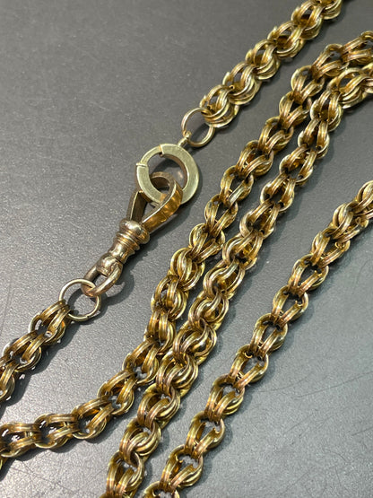 Antique 14K Yellow Gold Belcher Watch Chain Necklace 22.0 inch