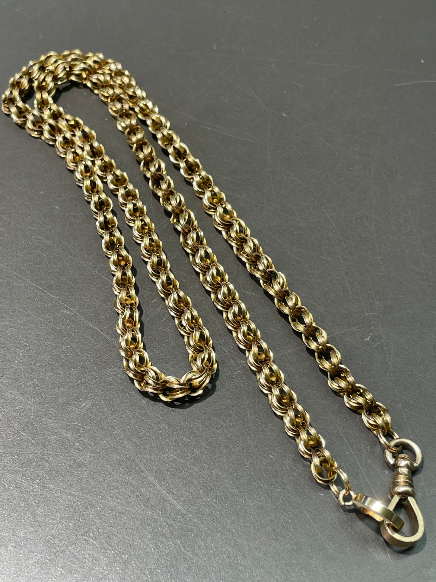 Antique 14K Yellow Gold Belcher Watch Chain Necklace 22.0 inch