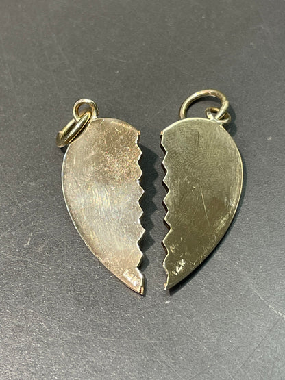 Vintage 14K Yellow Gold Broken Heart Charm