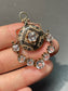 Antique 14K Yellow Gold Enamel Sapphire Fringe Articulated Pendant Brooch