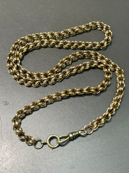 Antique 14K Yellow Gold Belcher Watch Chain Necklace 22.5 inch