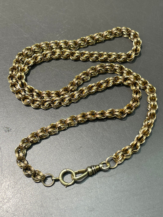 Antique 14K Yellow Gold Belcher Watch Chain Necklace 22.5 inch