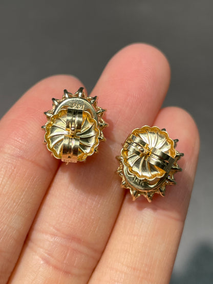 14K Gold Opal Diamond Halo Earring