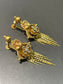 Antique Victorian Etruscan 14K Yellow Gold White Sapphire Fringe Earring