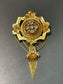 Antique Victorian Etruscan 14K Gold Sapphire Tassel Fringe Brooch