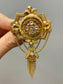 Antique Victorian Etruscan 14K Gold Sapphire Tassel Fringe Brooch