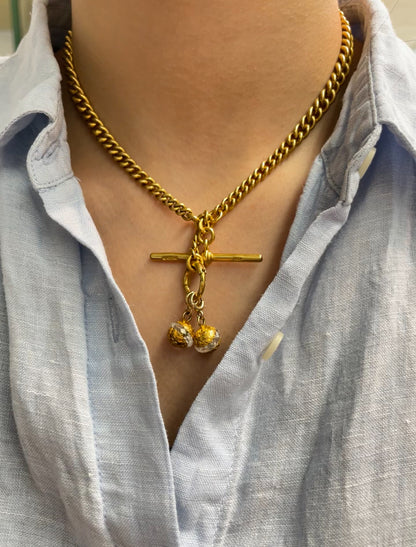 Antique Victorian Etruscan 14K Yellow Gold Orb Rock Crystal Charm Pendant