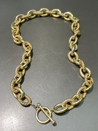 14K Gold Oval Link Toggle Chain Necklace