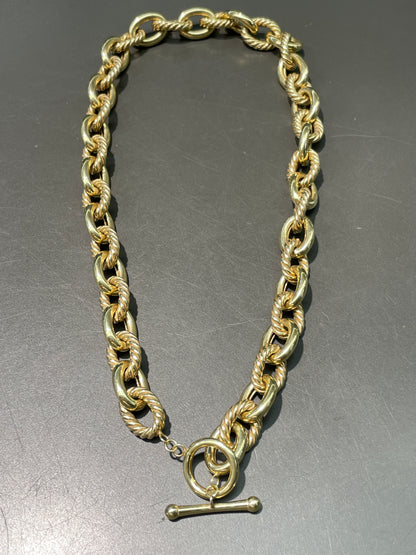 14K Gold Oval Link Toggle Chain Necklace