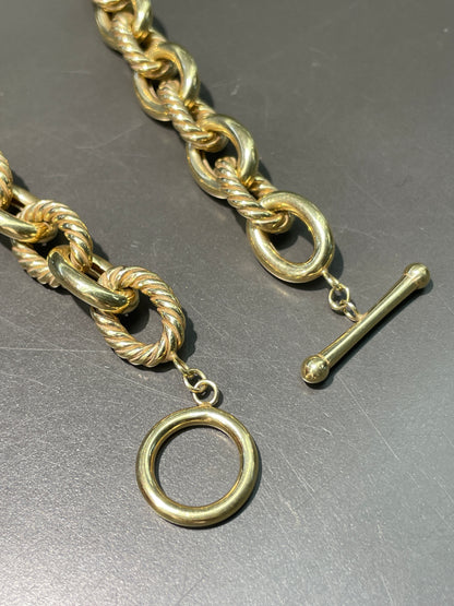 14K Gold Oval Link Toggle Chain Necklace