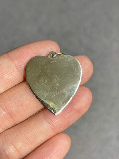 Vintage 14K Gold Topaz Engine Turned Heart Charm