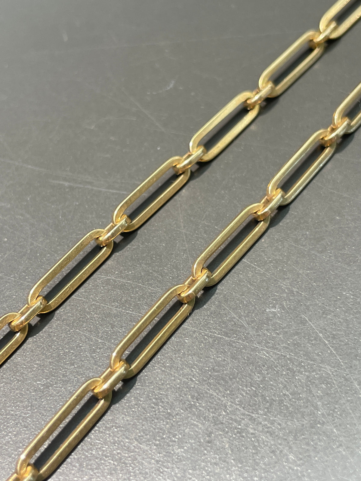 Vintage 14K Gold Trombone Link Watch Chain Necklace