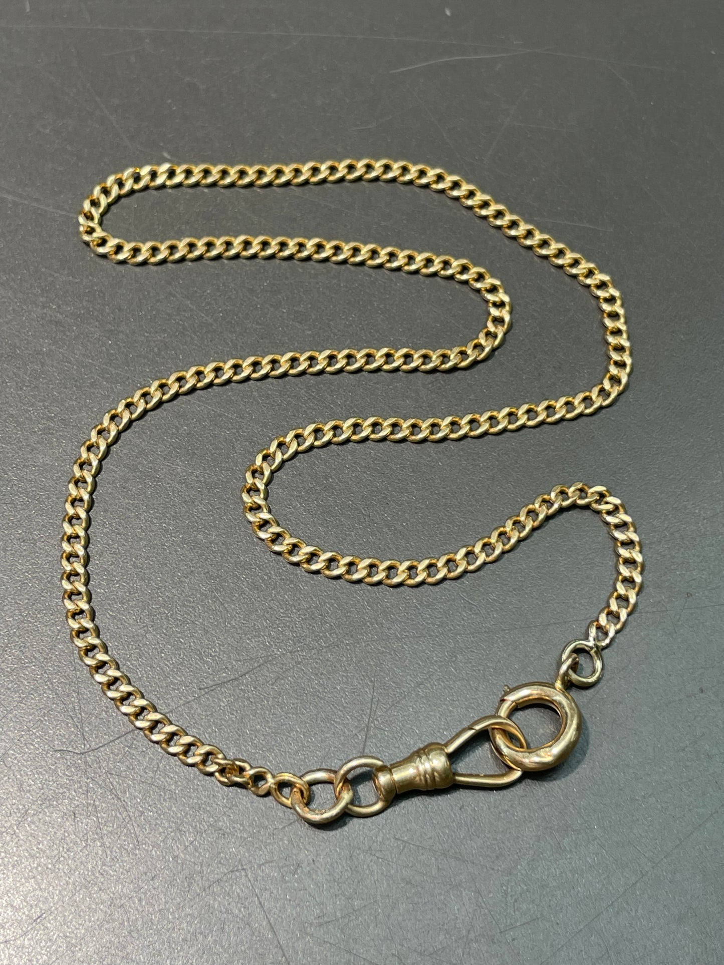 Vintage 14K Yellow Gold 3.0 mm Curb Link Watch Chain Necklace 16.0 inch