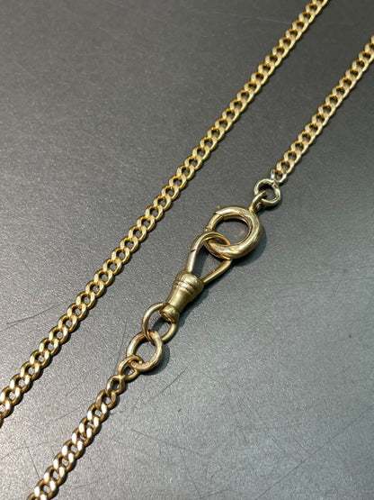 Vintage 14K Yellow Gold 3.0 mm Curb Link Watch Chain Necklace 16.0 inch