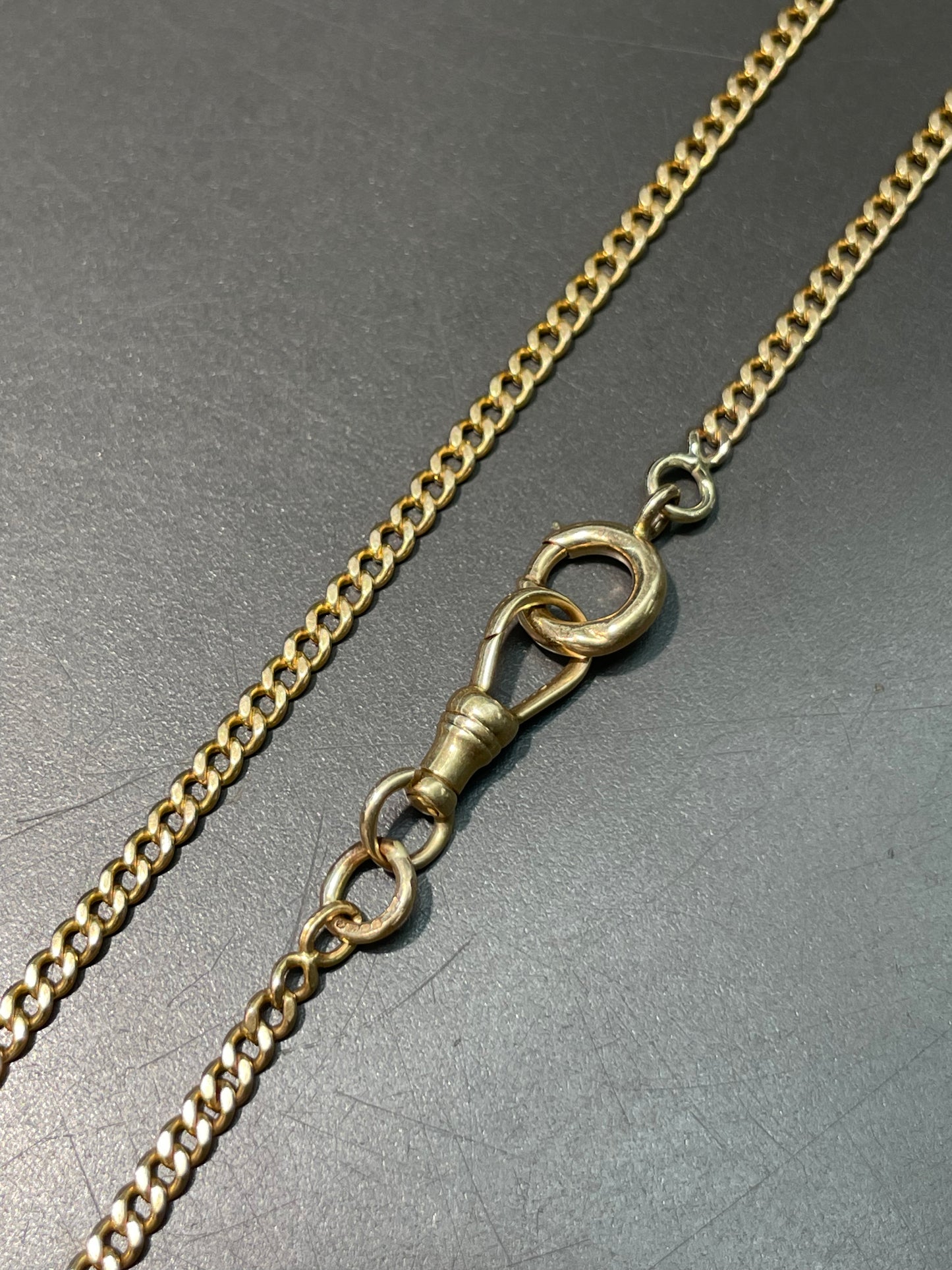 Vintage 14K Yellow Gold 3.0 mm Curb Link Watch Chain Necklace 16.0 inch