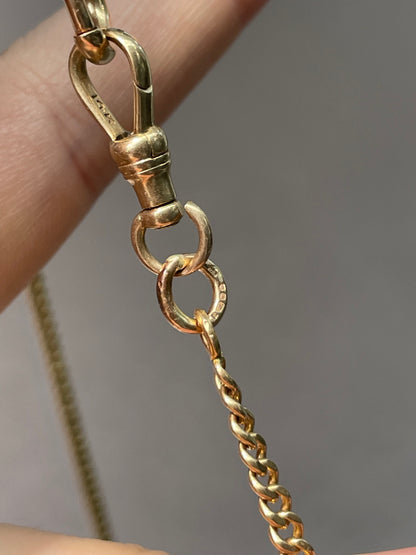 Vintage 14K Yellow Gold 3.0 mm Curb Link Watch Chain Necklace 16.0 inch
