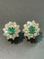 Vintage 18K Yellow Gold Emerald 4.0 CTW Diamond Halo Cluster Earring