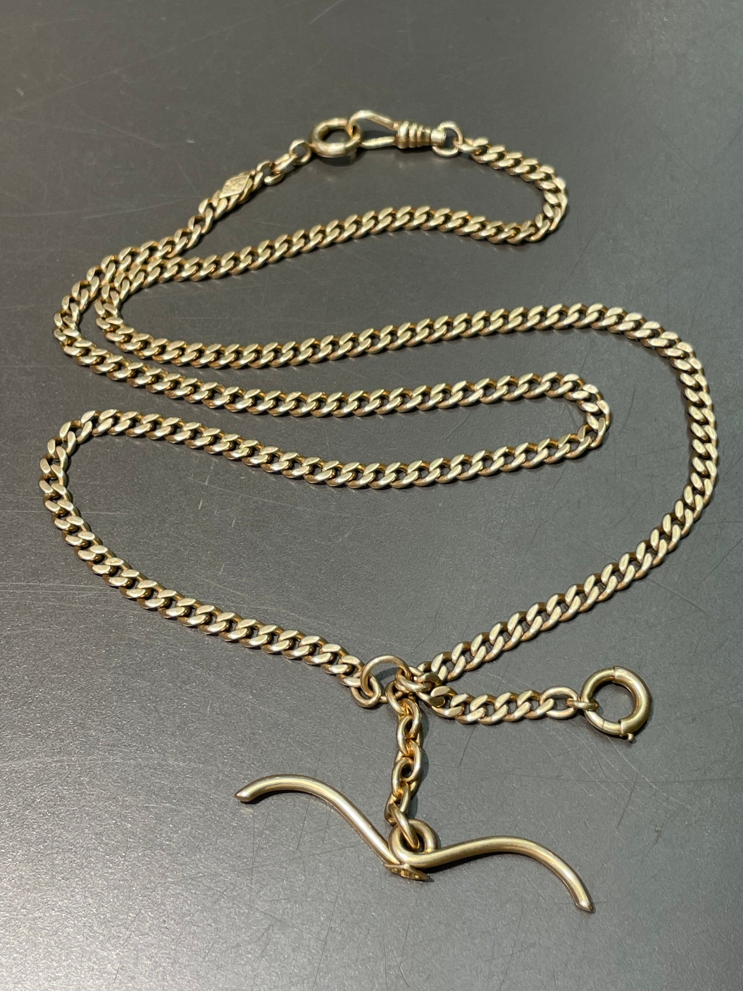 Vintage 14K Yellow Gold 4.0 mm Albert Watch Chain Necklace 23.25 inch