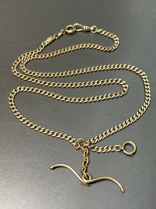 Vintage 14K Yellow Gold 4.0 mm Albert Watch Chain Necklace 23.25 inch