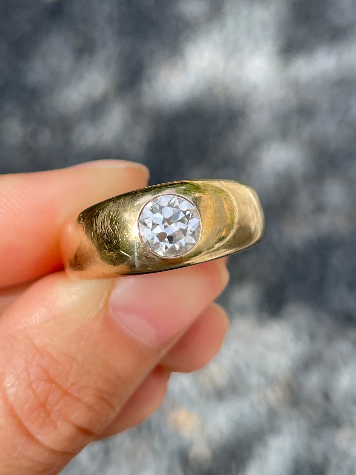 Antique 14K Gold 0.75CTW Old European Cut Diamond Gypsy Ring