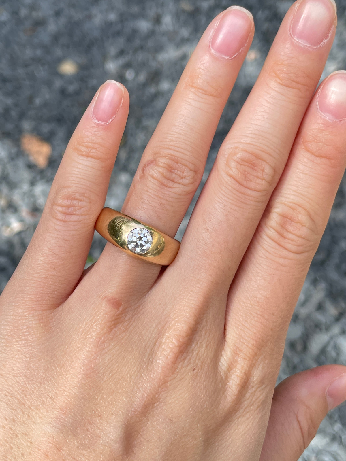 Antique 14K Gold 0.75CTW Old European Cut Diamond Gypsy Ring