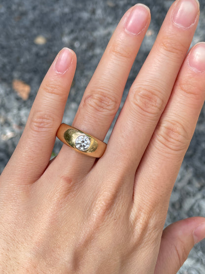 Antique 14K Gold 0.75CTW Old European Cut Diamond Gypsy Ring