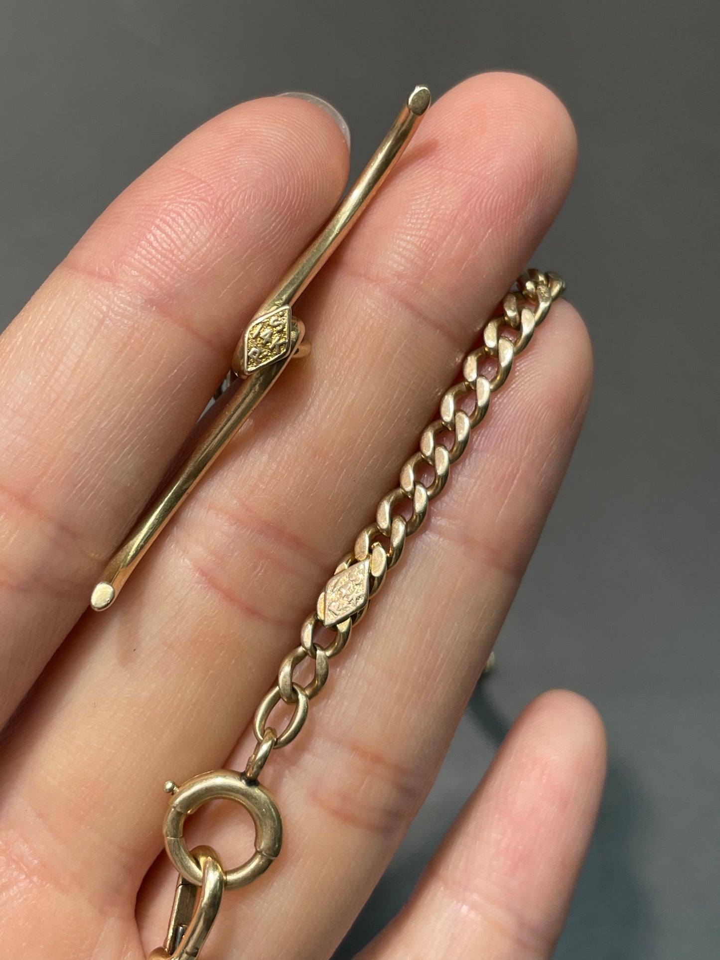 Vintage 14K Yellow Gold 4.0 mm Albert Watch Chain Necklace 23.25 inch