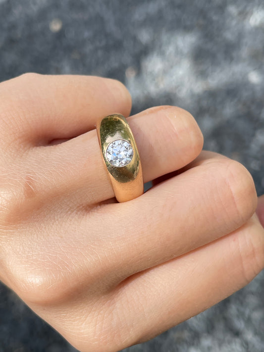 Antique 14K Gold 0.75CTW Old European Cut Diamond Gypsy Ring