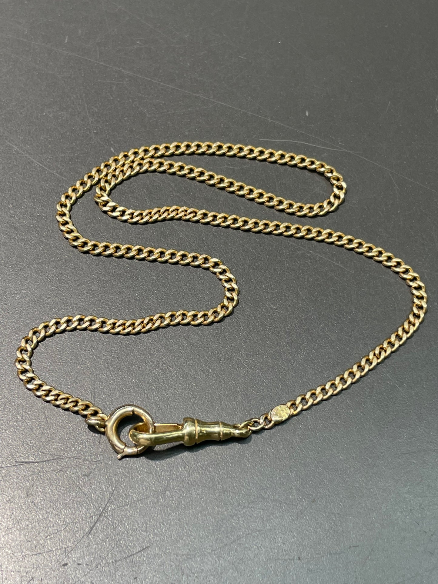 Vintage 14K Yellow Gold 3.0 mm Curb Link Watch Chain Necklace 16.0 inch