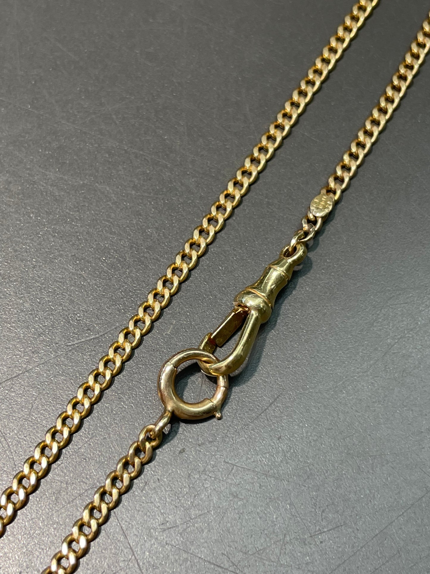 Vintage 14K Yellow Gold 3.0 mm Curb Link Watch Chain Necklace 16.0 inch