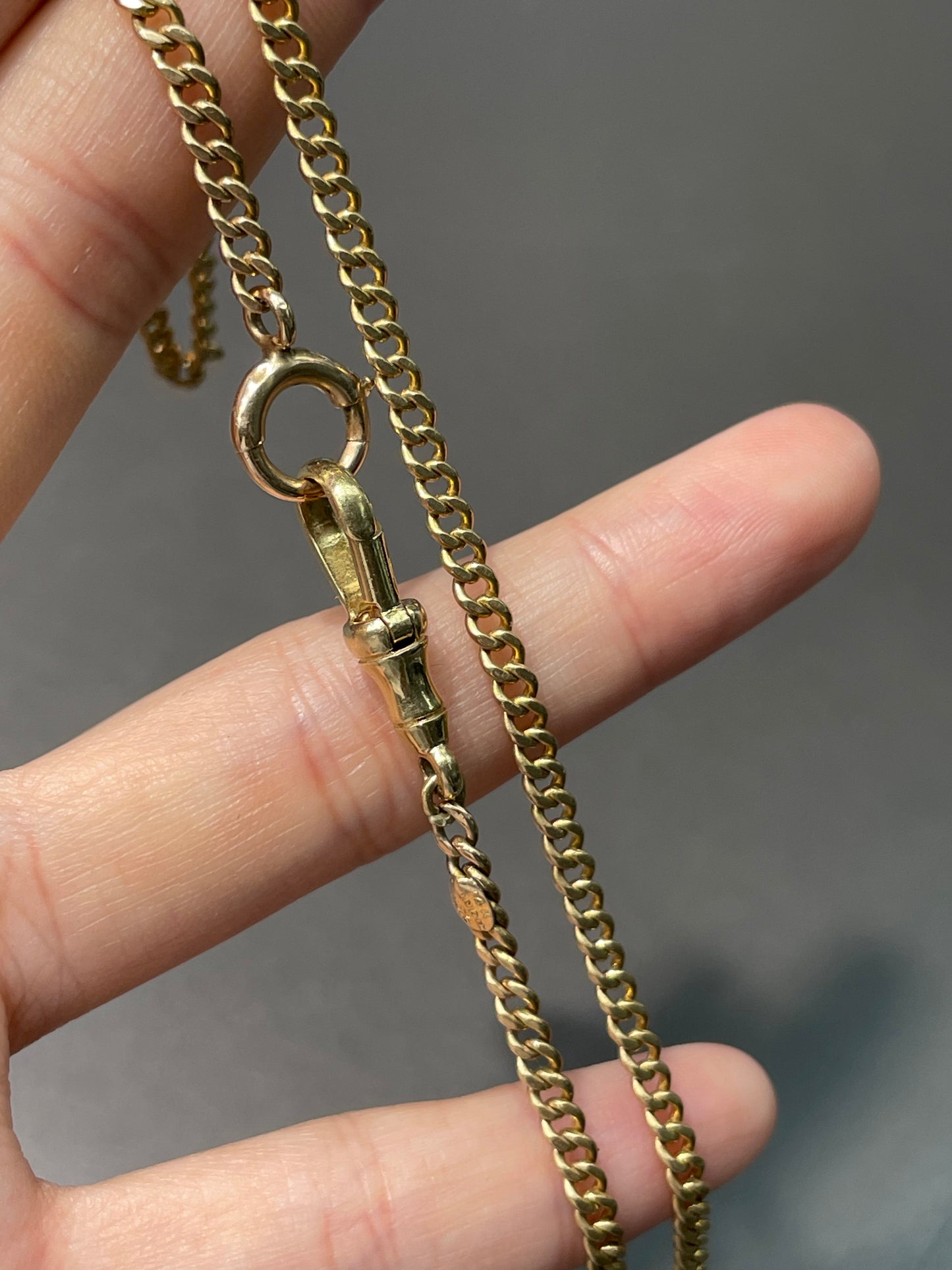 Vintage 14K Yellow Gold 3.0 mm Curb Link Watch Chain Necklace 16.0 inch