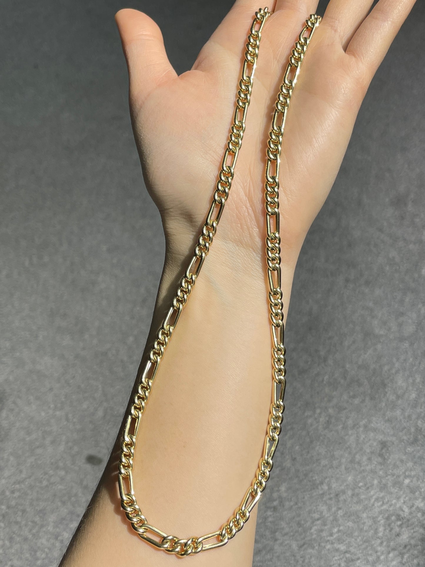 14K Gold Puffy Figaro Chain