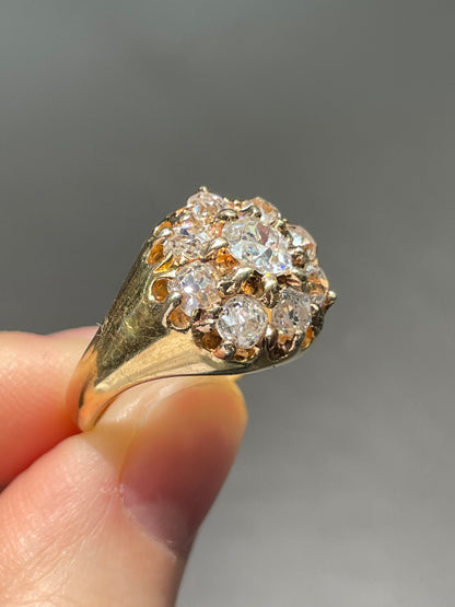 Antique 18K Gold 2.25 CTW Diamond Cluster Ring