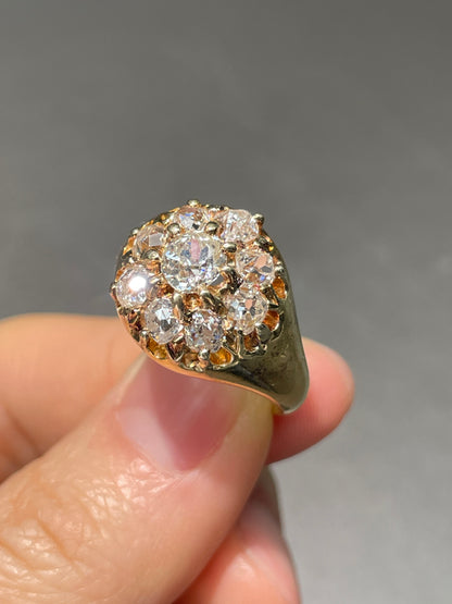 Antique 18K Gold 2.25 CTW Diamond Cluster Ring